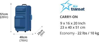 air transat hand luggage size.